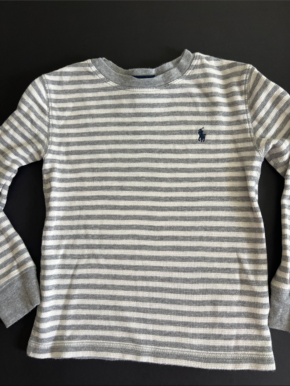 Polo by Ralph Lauren Kids Gray & White Striped Long Sleeve Tee